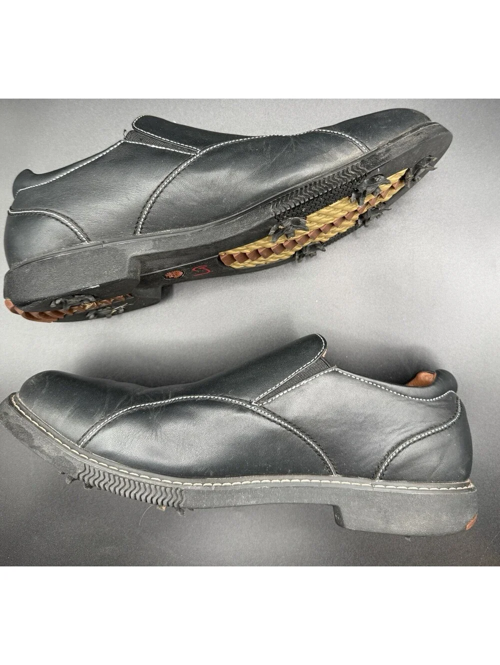 Tommy Bahama Men’s Golf Vizio Shoes Leather Slip On Spiked Black Loafers 10.5